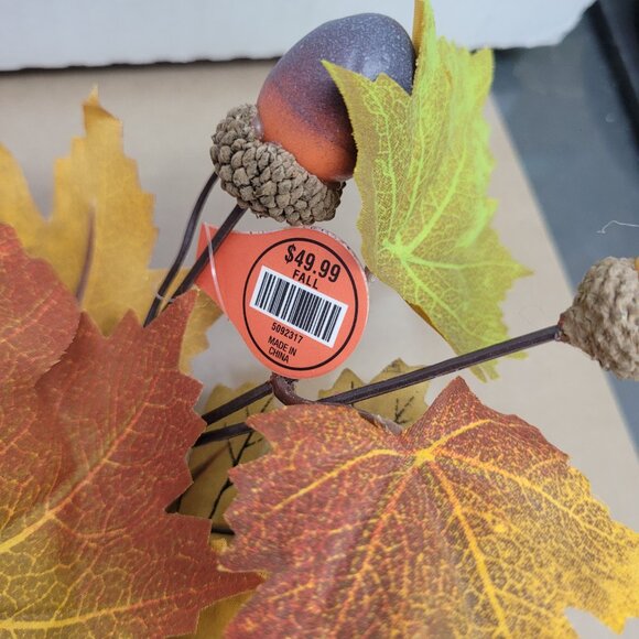 Fall faux leaf berry twigs flower harvest twig ring candle holder table decor - Picture 4 of 5